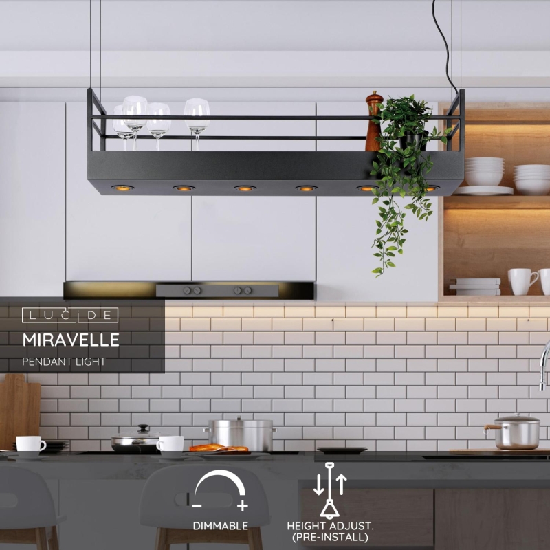 Lucide MIRAVELLE - Závesné svietidlo - 6xGU10 - Čierne